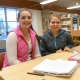 Molly Tricomi, left, and friend Ekaterina Dyakova, both 16 and juniors at New Canaan High School, spend part of their Tuesday away from school studying at New Canaan Library. 