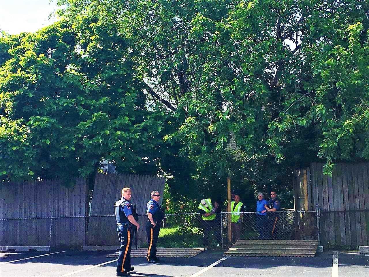 Officers await wildlife experts.