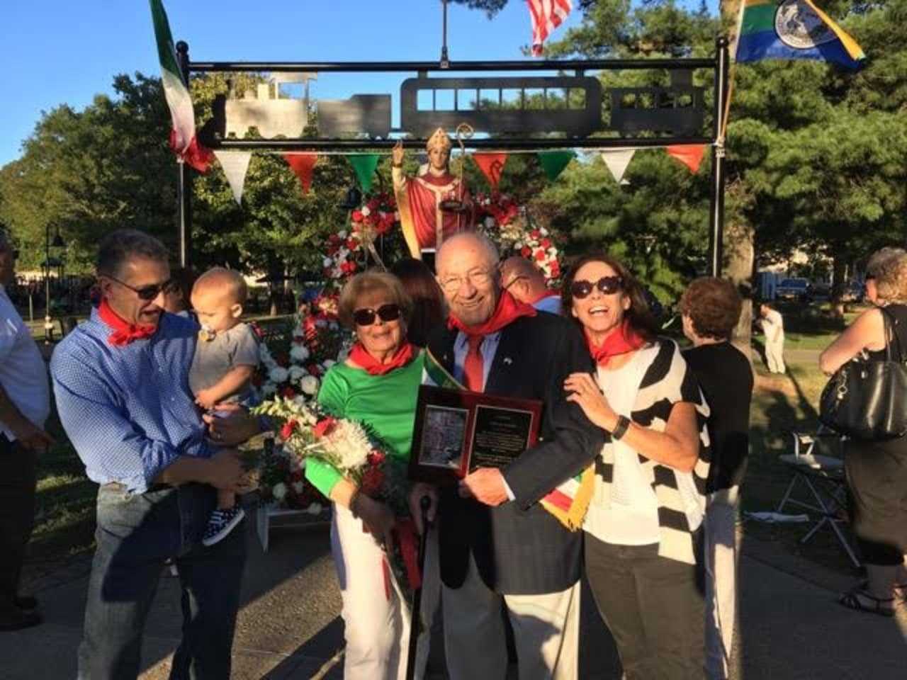 Tony Grasso. second from right, was grand marshall of the Feast of San Gennaro's parade.