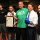Carl "The Jackal" Frampton with his team and trainers from Champs Boxing Club in New Rochelle.