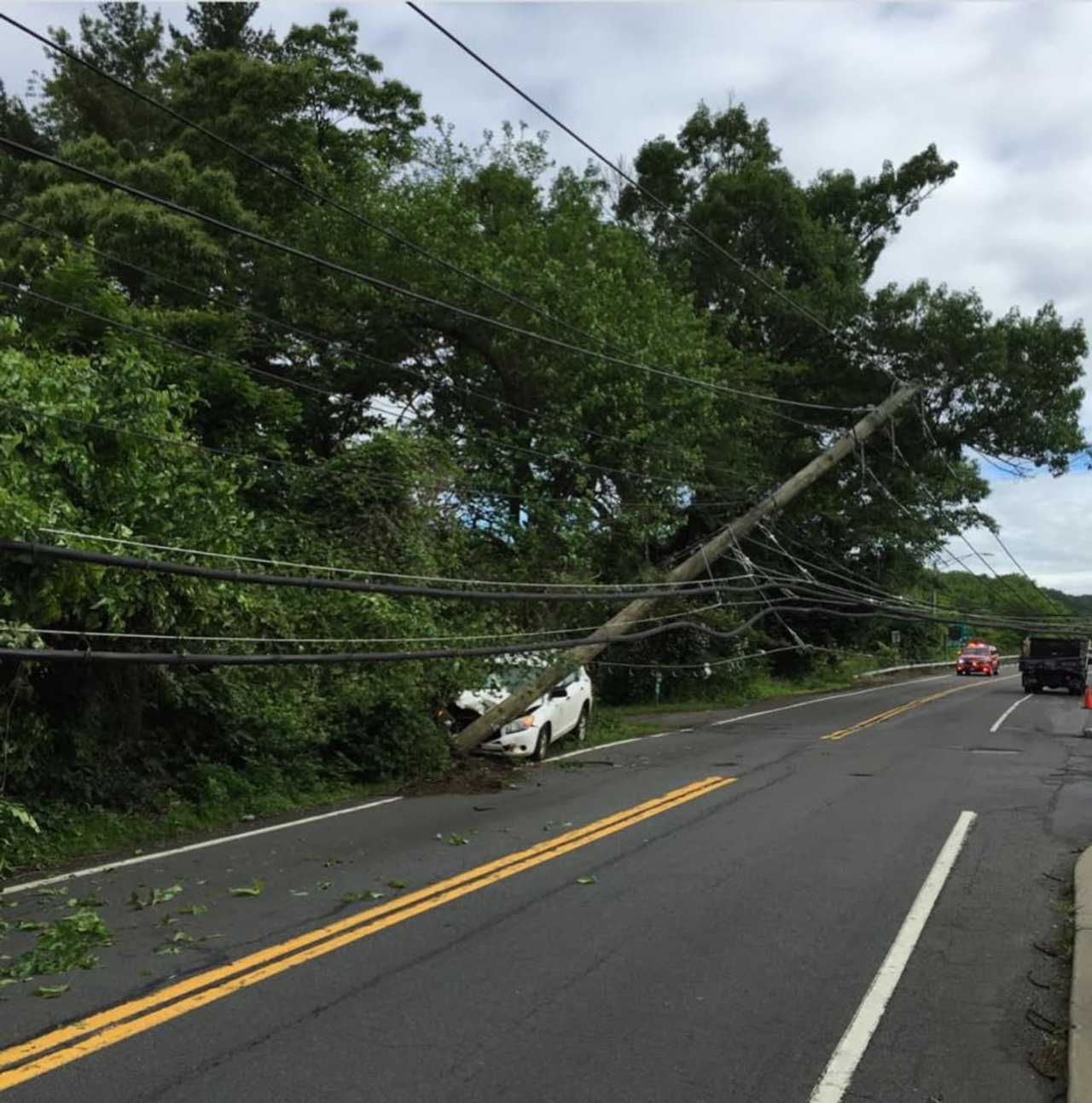 Car Crash Brings Down Pole, Wires, Causing HoursLong Route 9A Closure