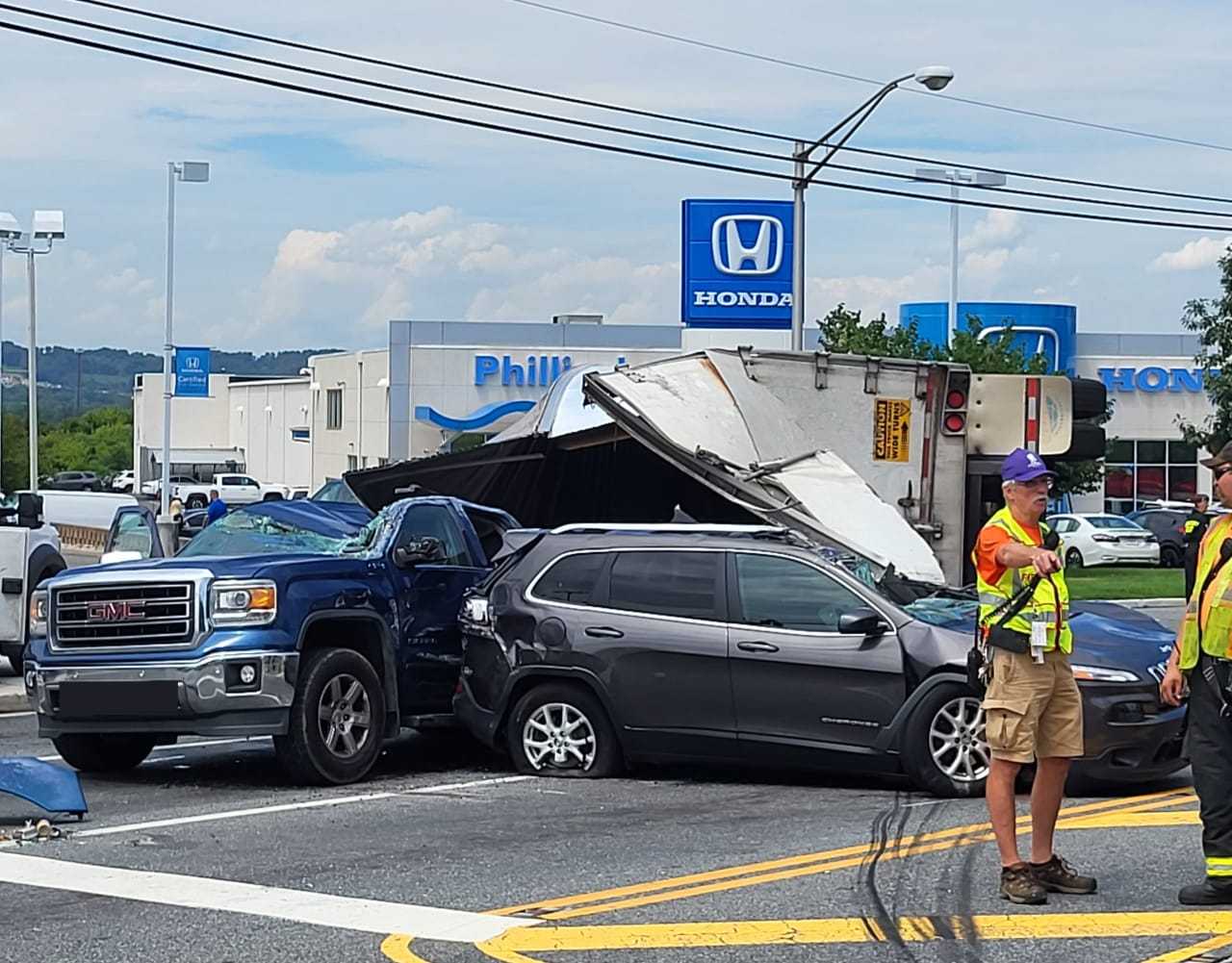 Six Hospitalized When Tractor Trailer Flips Onto Cars On Rt. 22 (Update