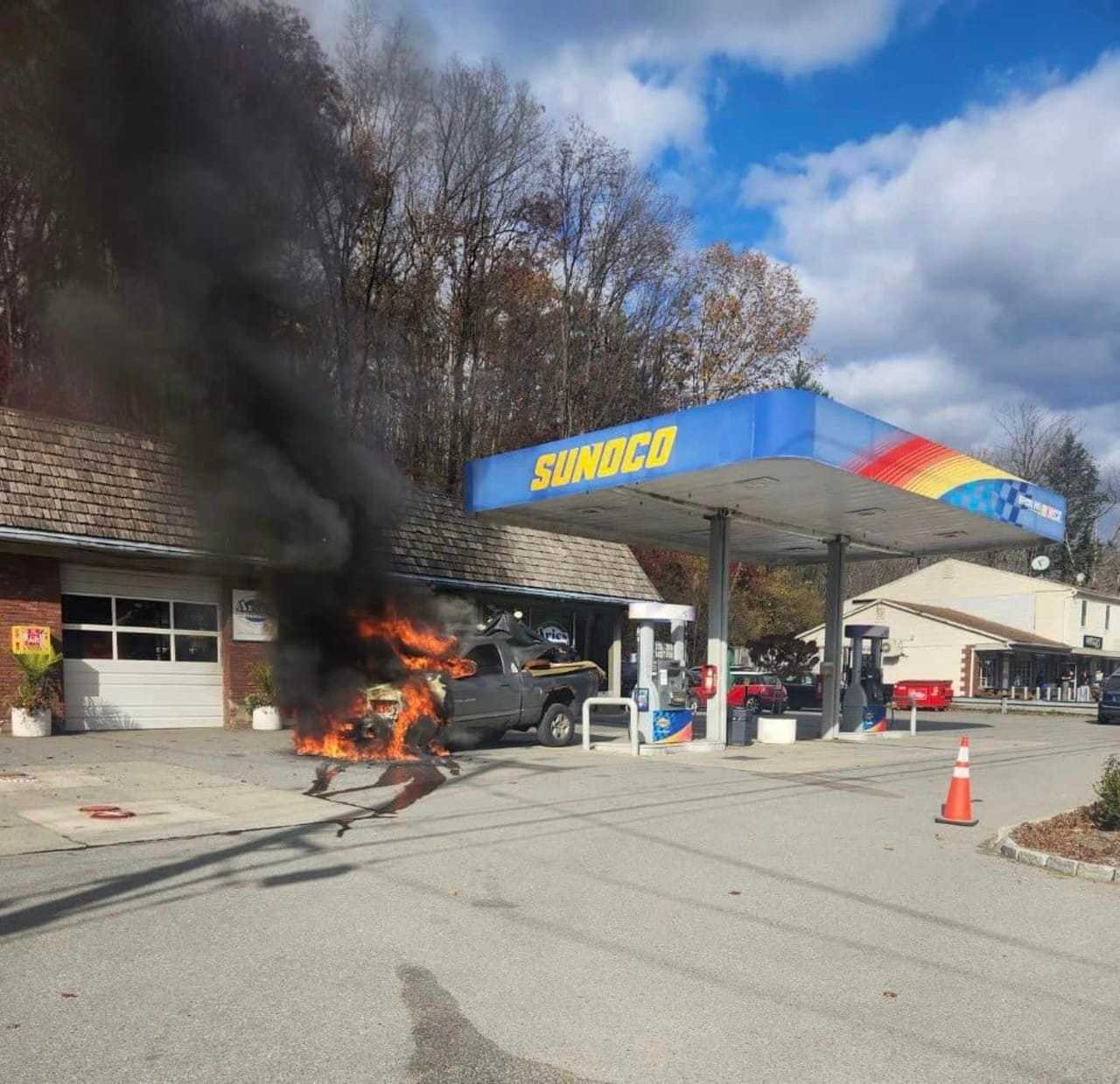 Car Bursts Into Flames At Gas Station In Northern Westchester Mount