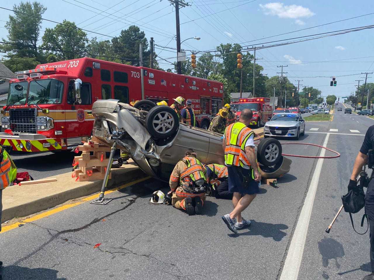 One person hospitalized in montgomery county crash lanes blocked
