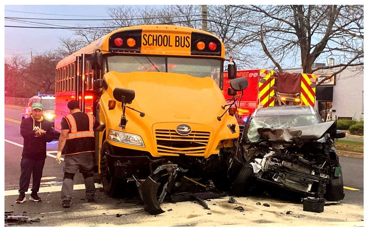 School Bus, SUV Collide Head-On In Paramus | Bergenfield Daily Voice