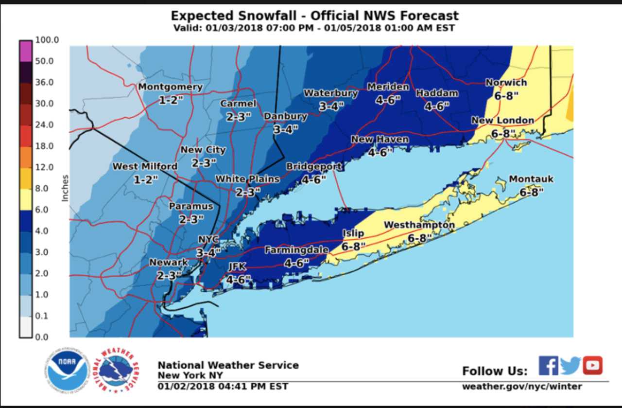 Snowfall Projections Released For New Storm Headed To Area Armonk
