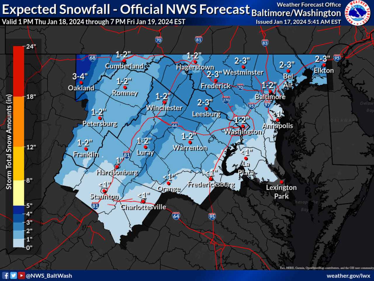 More Snow: New Projections Released For Storm Headed To MD, VA | Prince ...