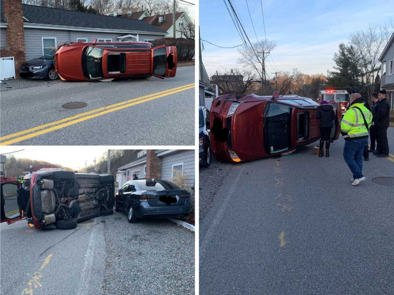 Car Flips On Side, Closing Road In Mahopac Putnam Daily Voice