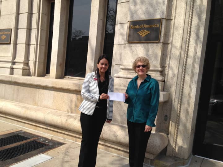 Bank of America of Greenwich presents a sponsorship check to the Greenwich Tree Conservancy for its annual Tree Party Celebration, which will be Friday, April 29, from 6:30-8:30 p.m. at McArdles Florist and Garden Center on 48 Arch St.