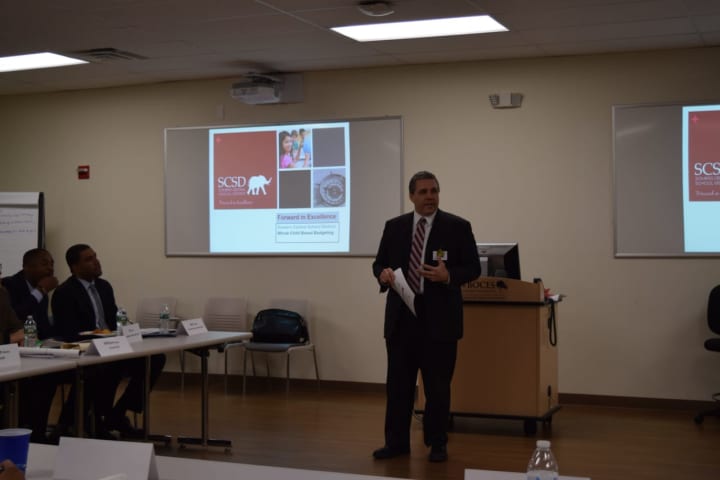 Somers Schools Superintendent Ray Blanch speaks at a talk hosted by Putnam/Northern Westchester BOCES.