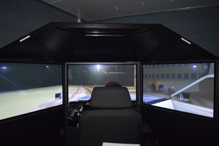 A Fox Meadow High School student takes a virtual drive home, using Westchester County’s drunk driving simulator. The simulator was brought to the campus by the county Department of Public Safety.