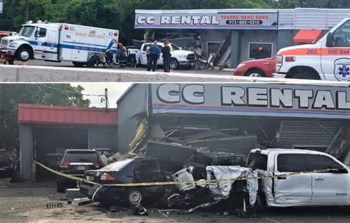 Some minor injuries were reported in the crash, which took out a corner of the CC Rental building on southbound Route 23 in Wayne.