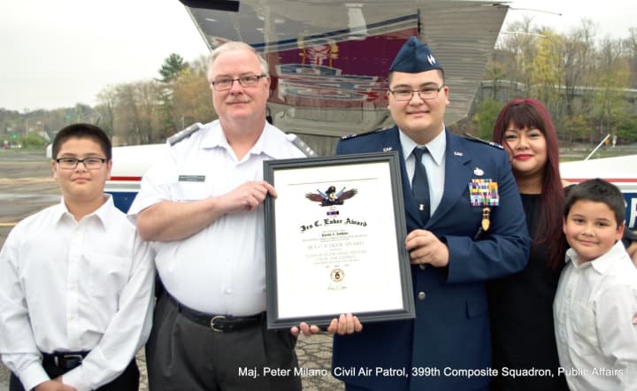 399th Composite Squadron cadet Kevin Jenkins received the General Ira C. Eaker Award and was promoted to Lieutenant Colonel.