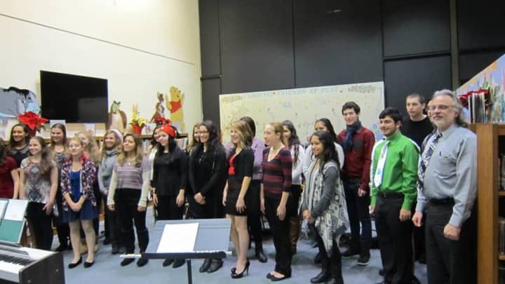Passaic Valley High School students perform at the Little Falls Library in December 2014. 