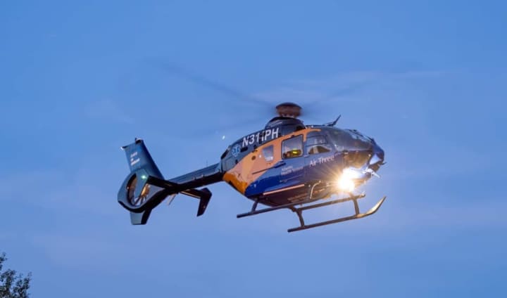 A motorcyclist was airlifted to a local hospital after striking a deer in Sussex County Thursday afternoon, state police said.