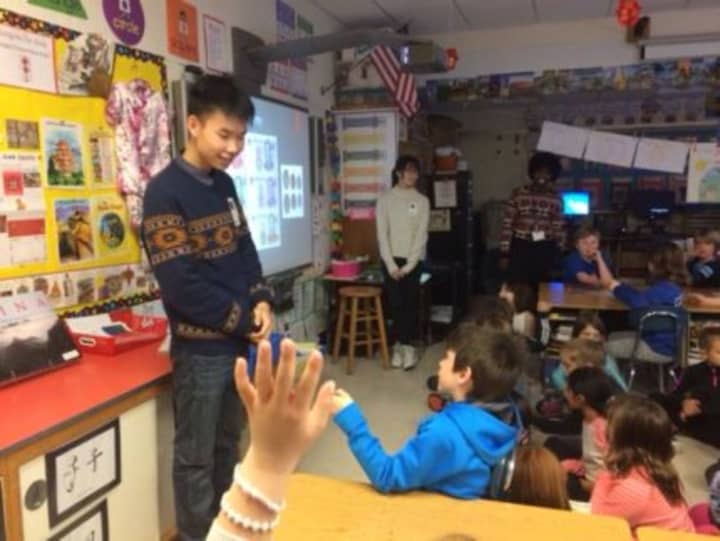 Visitors from China helped students from Bronxville Elementary School learn about other cultures.