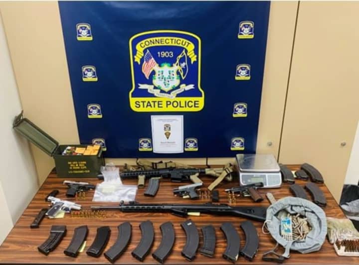 Connecticut State Police seized weapons and ammo in Bridgeport.