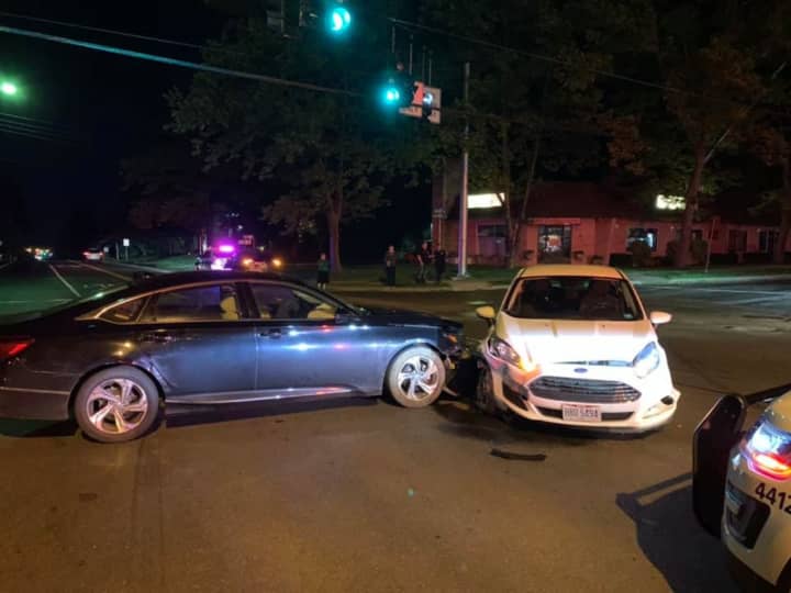 Two were hospitalized after crashing in a busy Ramapo intersection.