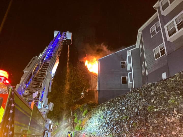 Fire crews battled a two-alarm blaze at The View on Nob Hill in Elmsford overnight.