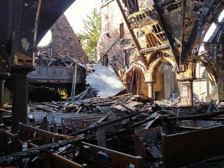 Inside the destroyed sanctuary.