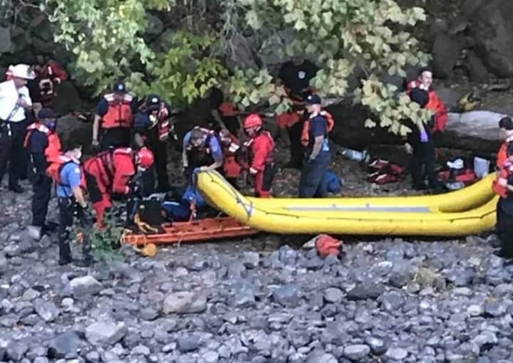 Rescuers set up for recovery effort at Paterson Great Falls.