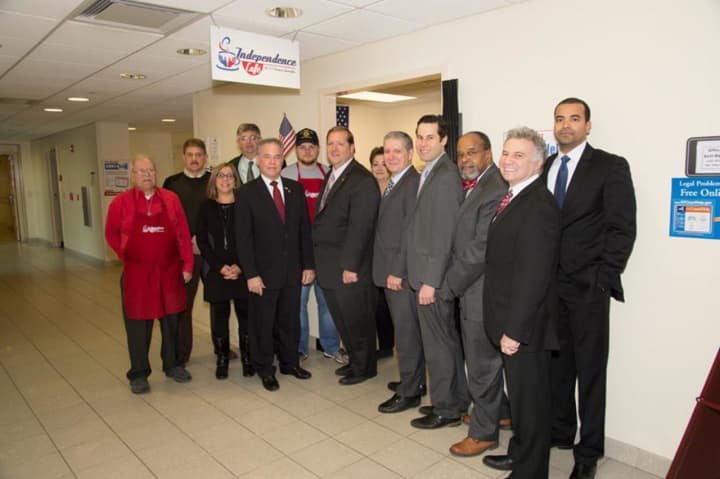 A number of county officials and business leaders attended the ribbon cutting ceremony at the Independence Cafe in the Rockland County Courthouse in New City.