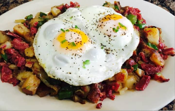 Eggs and corned beef hash from Gronsky&#x27;s Milk House.