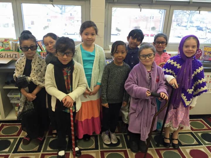 Elmwood Park students dressed as old-timers for their 100th day of school.