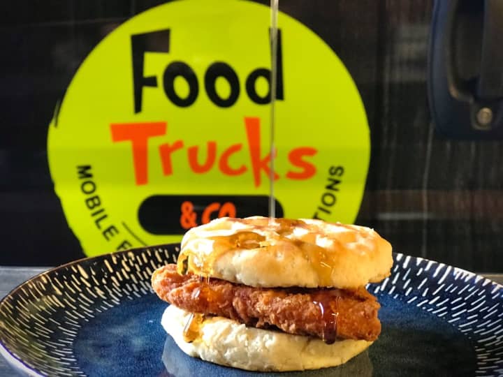 A chicken waffle slider from Food Trucks &amp; Company