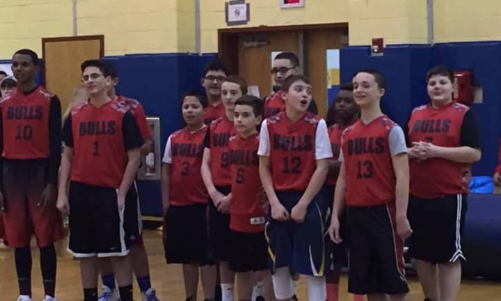 Kids attend basketball day in Saddle Brook.