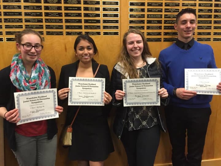 Four White Plains High School students were recently recognized at the Westchester-Rockland Junior Science &amp; Humanities Symposium.