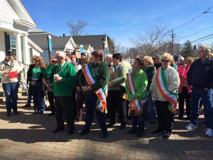 Marchers and honorees prepare to step off for the St. Patrick&#x27;s Day Parade in New Fairfield.
