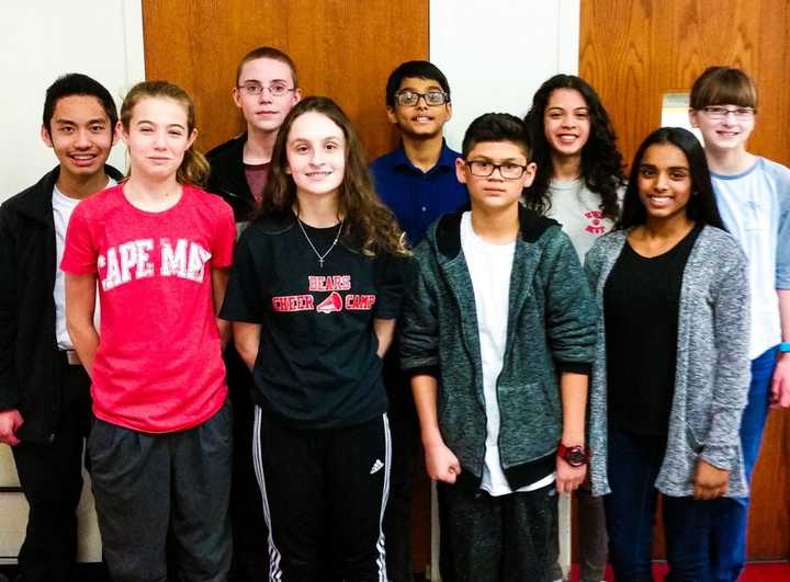 February&#x27;s &quot;Most Valuable People&quot; at Roy Brown Middle School: Kevin Belingon, Lea Thompson, Zakk Ward, Amanda Stanio, Powell Areeckal, Lucas Quinones, Kenia Berman, Angeline Joseph, and Kaitlyn Camerlengo: