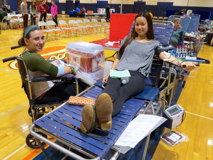 Students donated blood at Briarcliff High School.