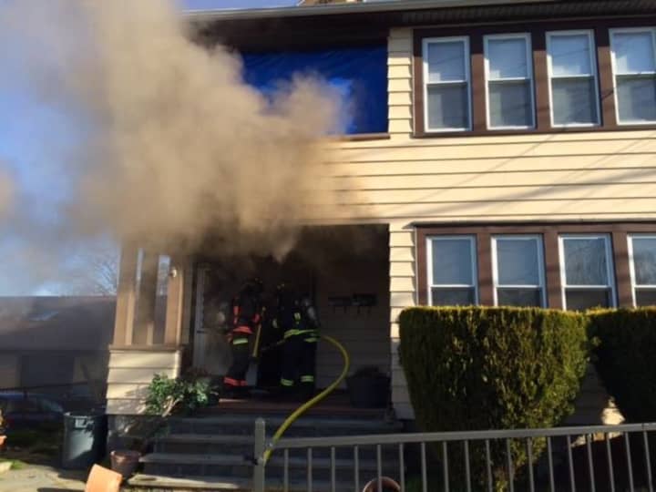 A fire at 2074/2076 Barnum Ave. displaced five people on Wednesday, April 6