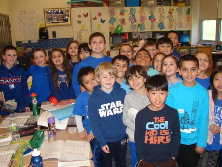 Students wear blue for Autism Awareness.