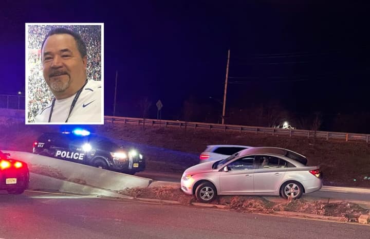 The missing Jersey Shore driver&#x27;s car was lodged on the median outside the Jack Daniels Volkswagen dealership in Fair Lawn. INSET: Don Chittum