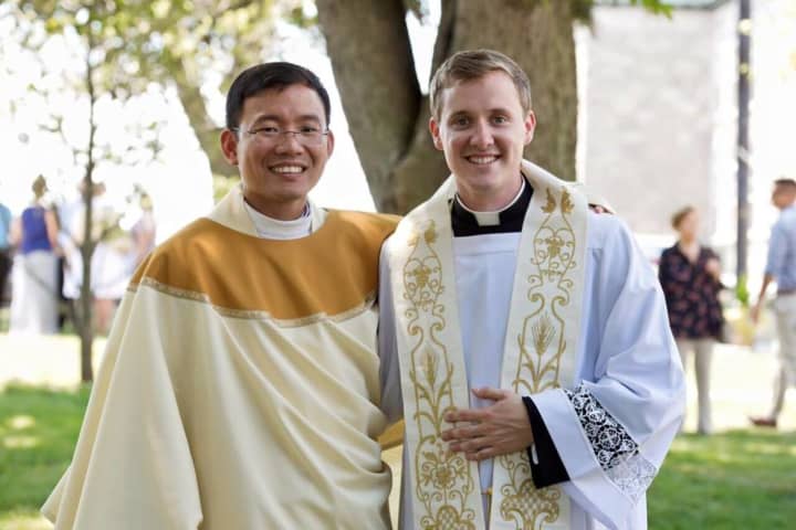 Philip Lành Phan, a native of Vietnam, and Eric William Silva, a Trumbull resident, after they were ordained last month in the Diocese of Bridgeport.