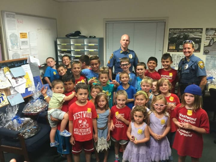A group of Westwood children brought homemade goodies and &quot;thank you&quot; cards to the Westwood Police Department.
