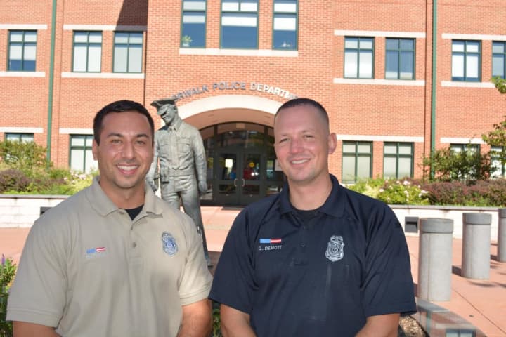 Norwalk Police Officers Joe Frattaroli and Gabe Demott are the district&#x27;s newest school resource officers.