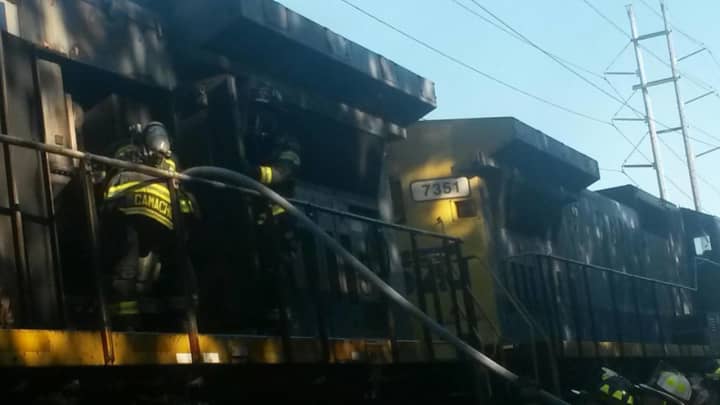 A fire aboard a CSX train this morning in Congers caused the train to stall on the tracks.