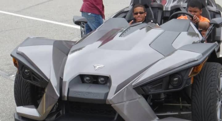 Students got an up-close look at a Batmobile-like vehicle at the Walden School.