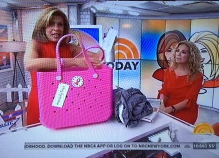 Hoda Kotb features Amanda Fredericks&#x27; Necessity Bag on the Today show.