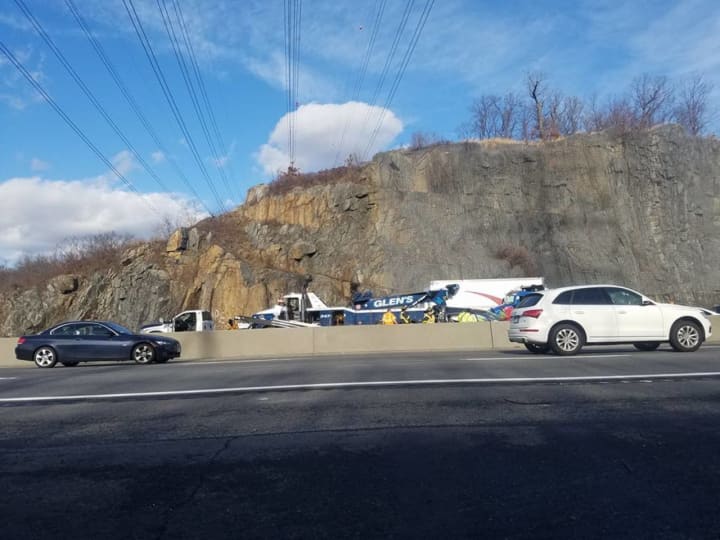 Emergency personnel responded to the scene of a crash on I-287 in Elmsford.