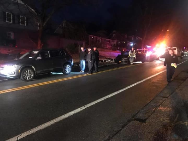 First responders were busy at a two-car collision on Maple Street in Croton-on-Hudson Thursday.