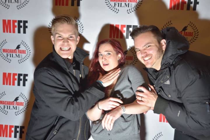 Writer/Director Mark J. Parker, left, Actress Heather Drew, middle, and Producer Greg Clements, left, get freaky at the Macabre Faire Film Festival 2017.

#STICKSshort