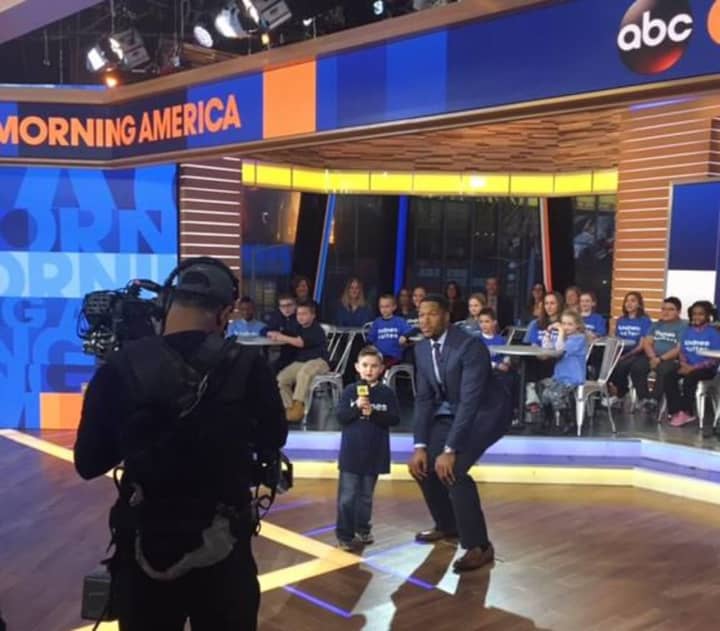 Nicholas DeVincentis kicks off the Great Kindness Challenge with Michael Strahan on Good Morning America.