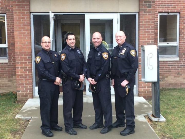 From left: Lt. John DeIulio, Officer Robert Pavletich, Officer Brian Mundy, and Yorktown Chief of Police Robert Noble.