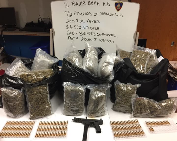 Stamford police nabbed more than 72 pounds of pot during a raid.