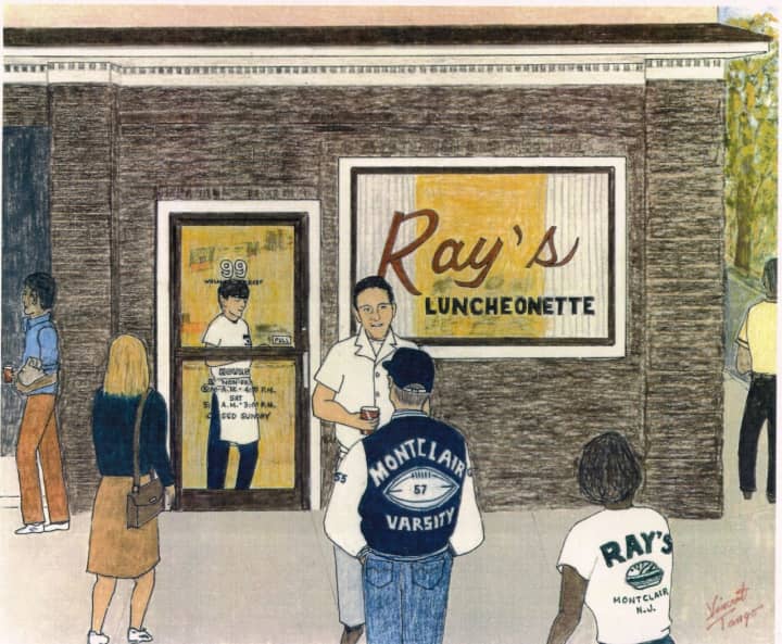 A painting of Montclair&#x27;s popular Ray&#x27;s Luncheonette by local folk artist Vincent Tango.